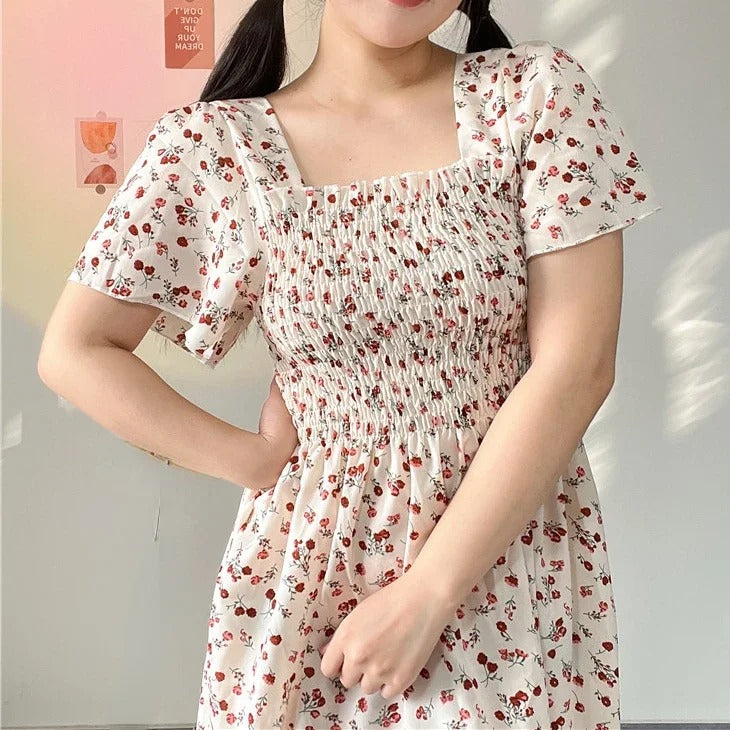Chiffon midi-jurk met bloemen voor dames