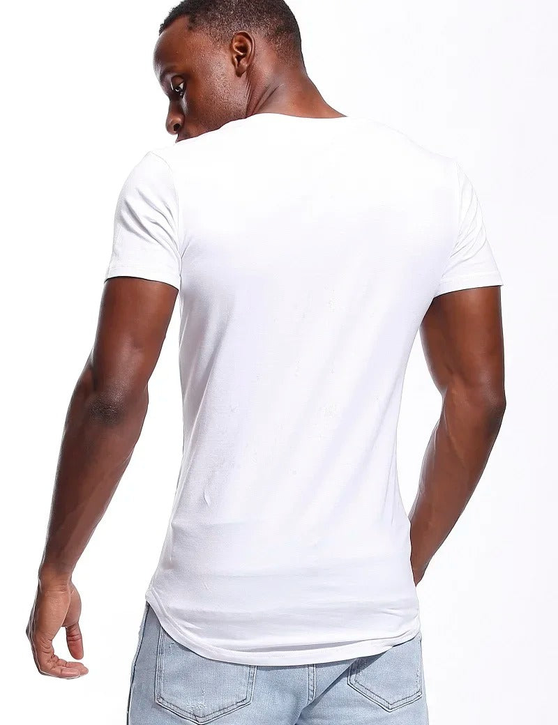 Heren T-shirt met diepe V-hals