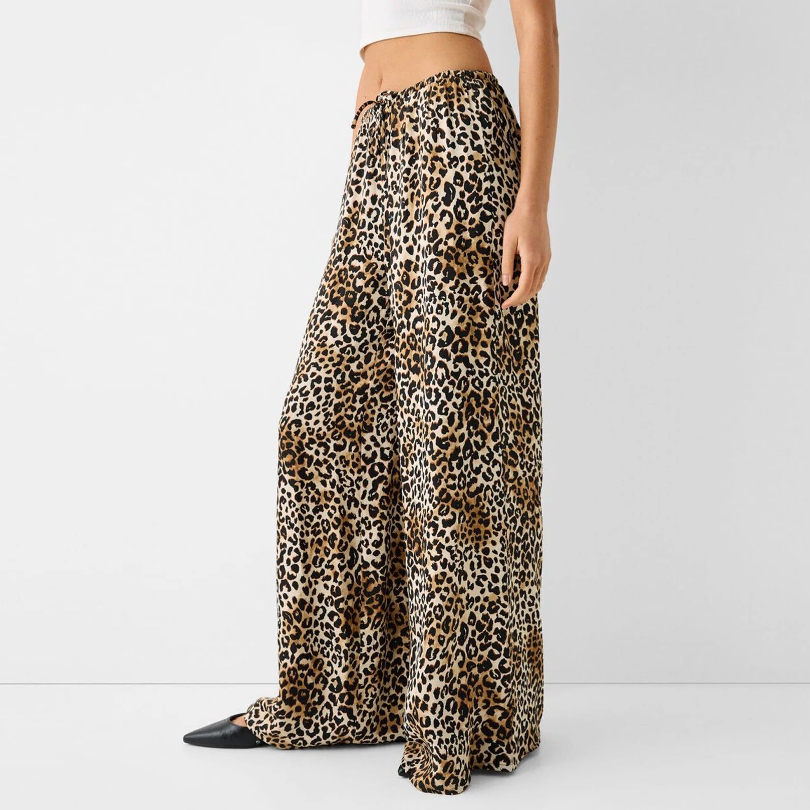 Vintage Luipaardprint Wijde Broek