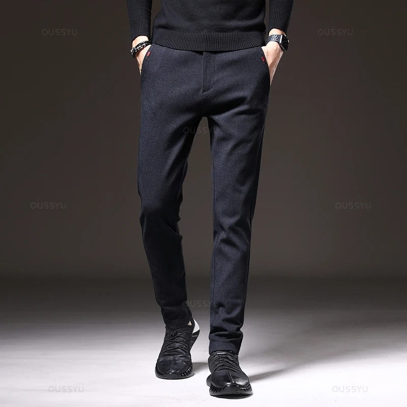 Heren slim fit katoenen broek