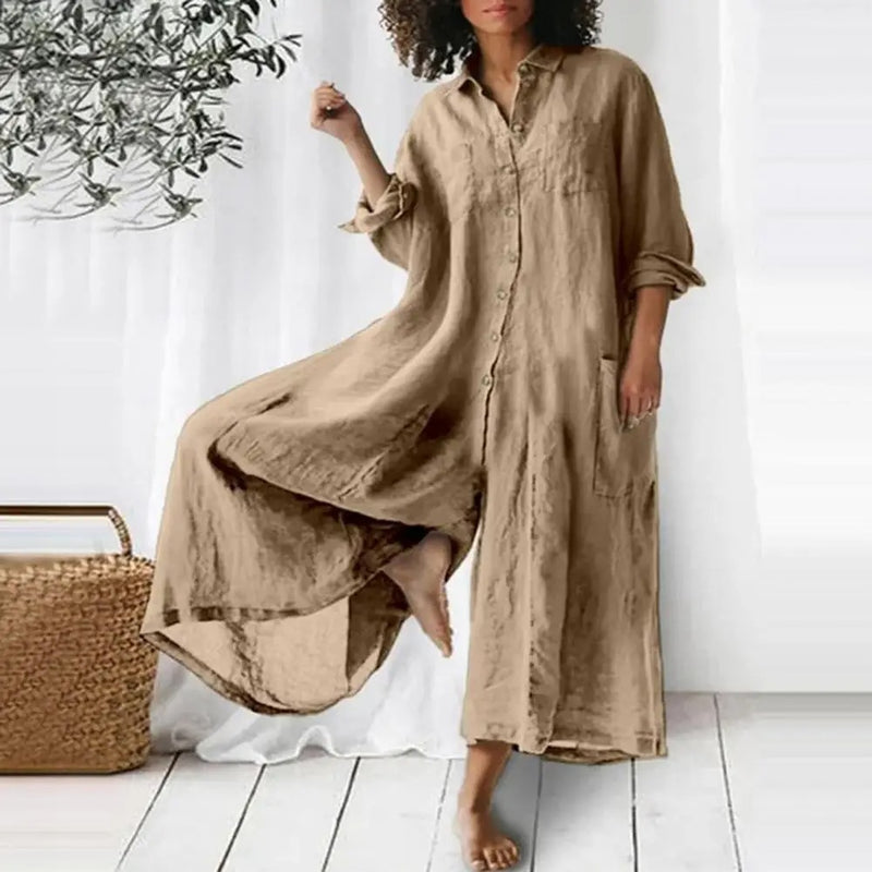 Dames Jumpsuit Oversized Katoen Linnen