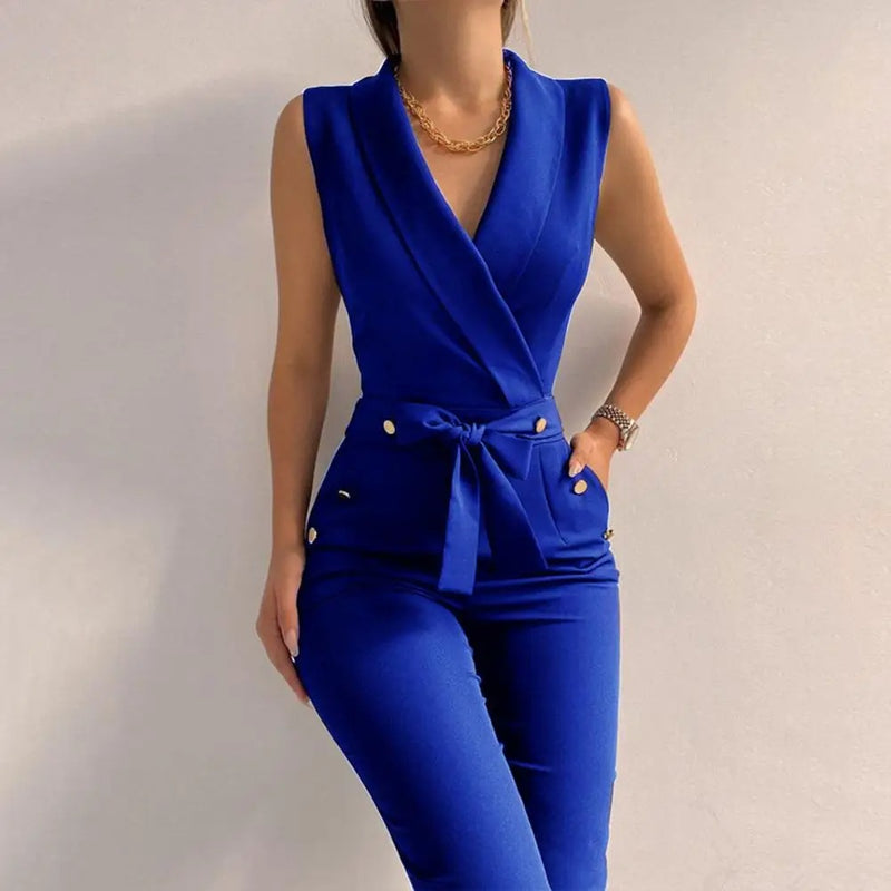 Casual dames-jumpsuit met V-hals