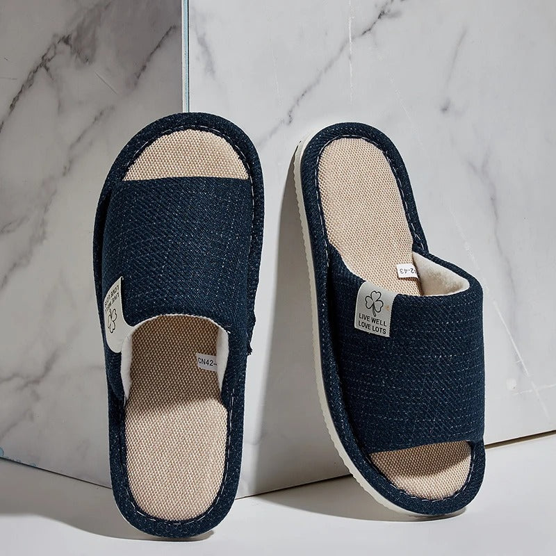 Heren linnen huisslippers