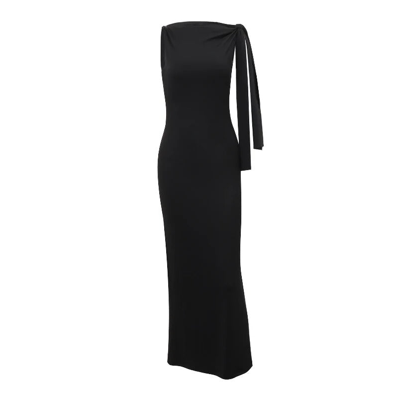 Mouwloze Slim Fit Lange O-Hals Jurk voor dames
