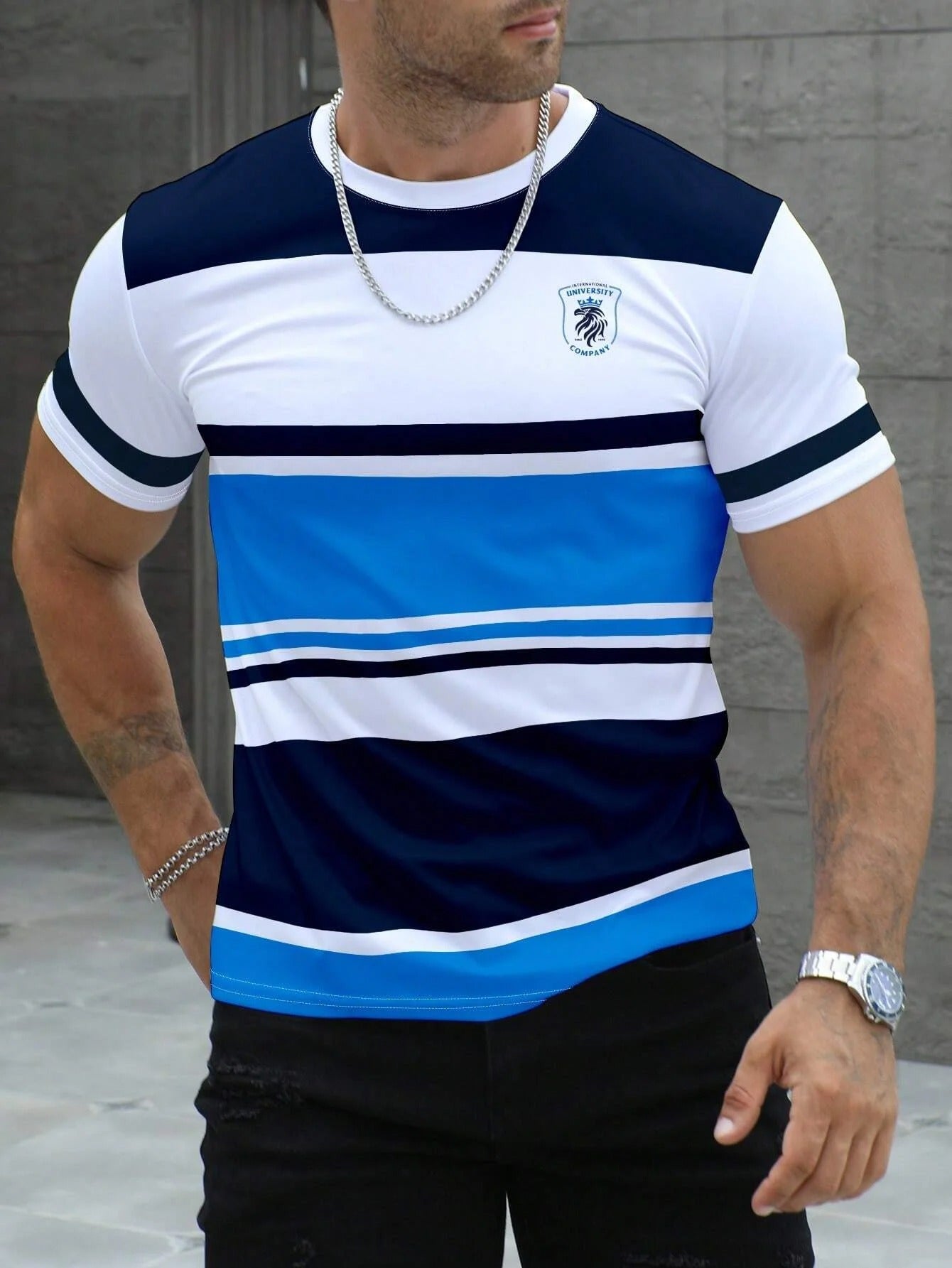Heren gestreept casual T-shirt