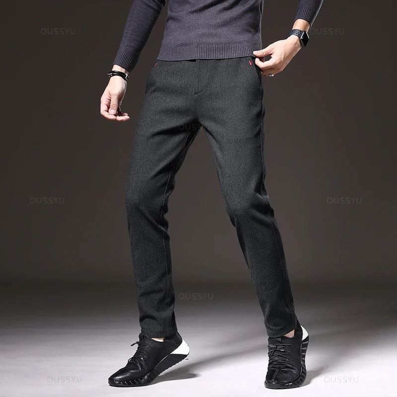 Heren slim fit katoenen broek