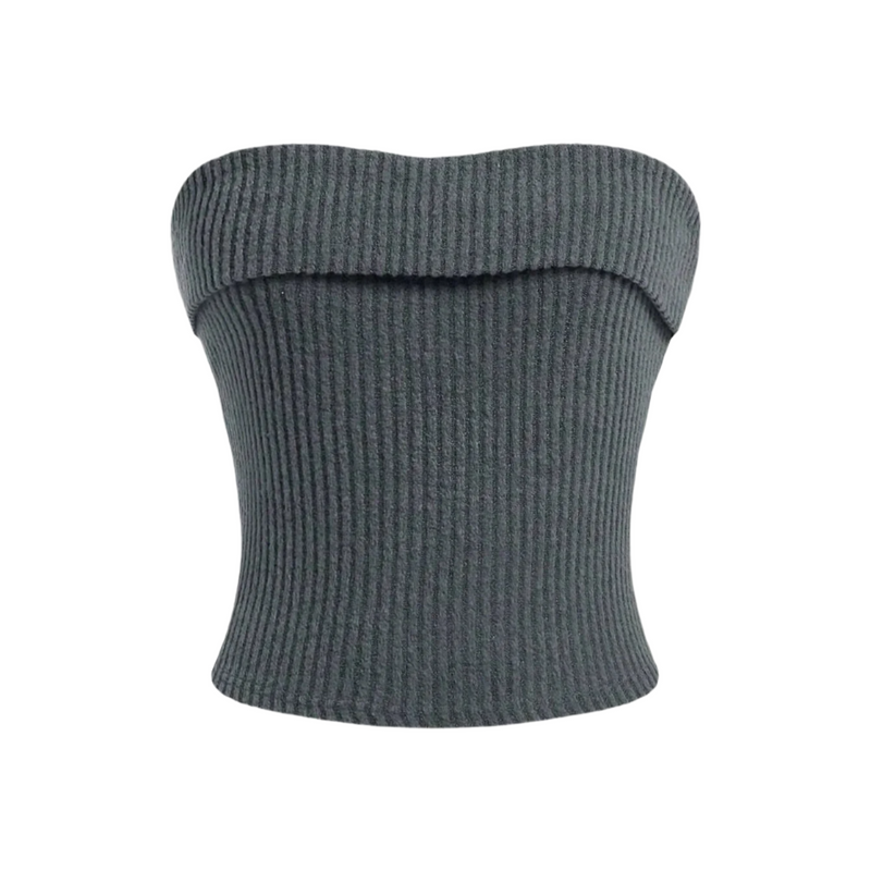 Dames geribbelde strapless slim fit tube top