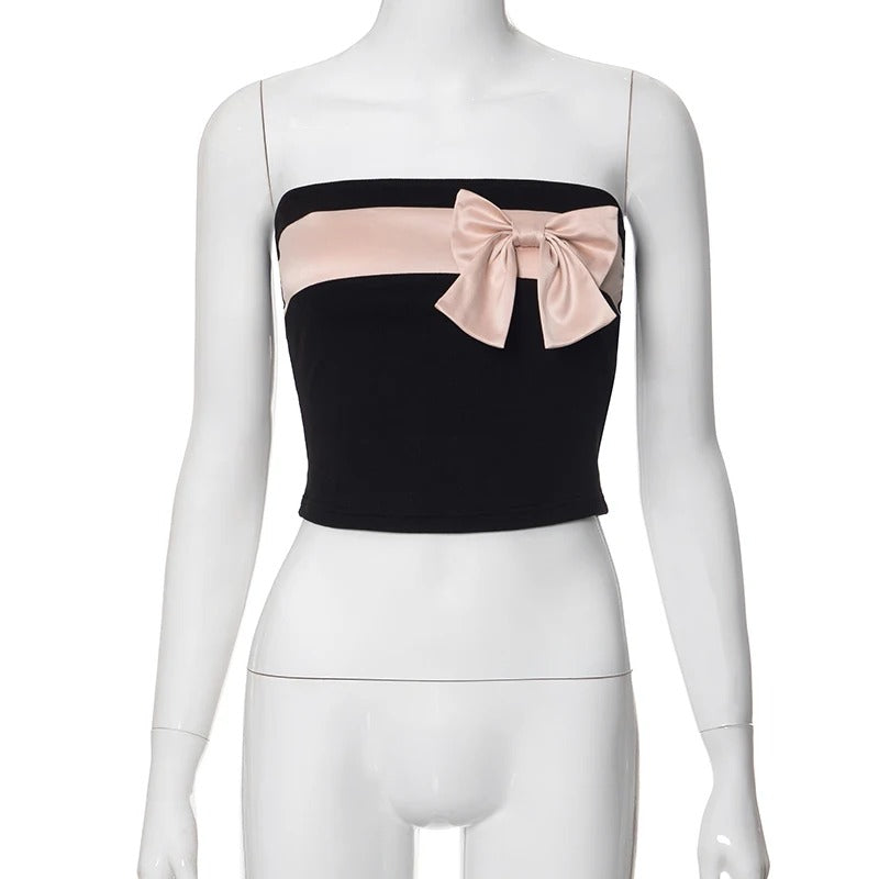 Strapless crop top met strik voor dames