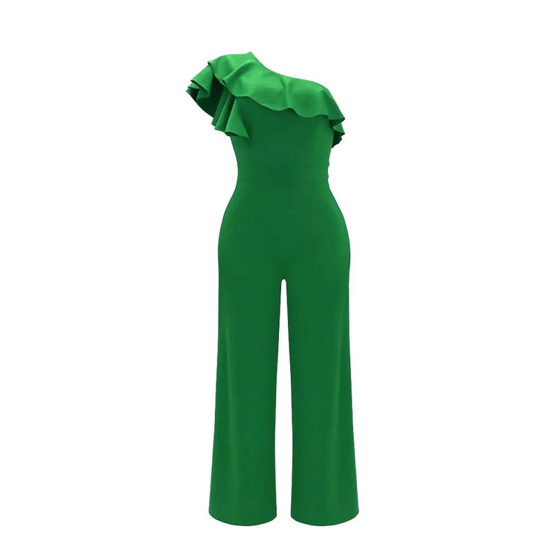 Jumpsuit met één schouder en ruches voor dames