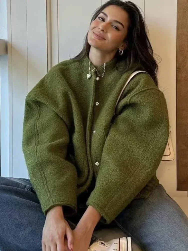 Tweed oversized bomberjack voor dames