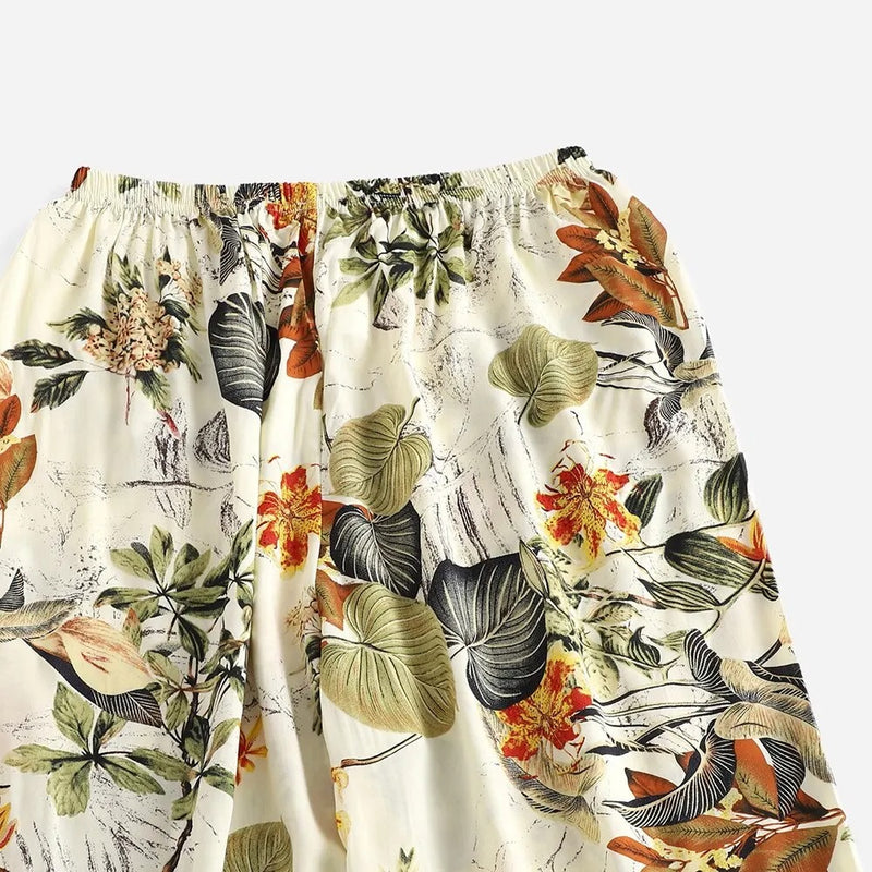 Damesbroek met wijde pijpen en elastische taille