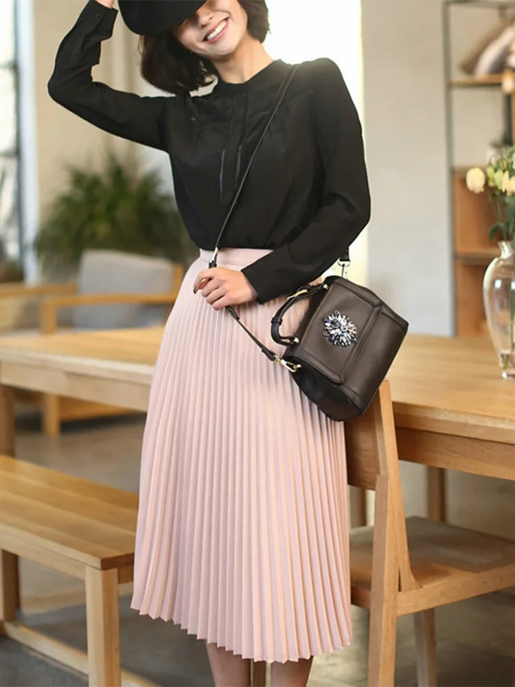 Vrouwen Hoge Taille Geplooide Elastische Rok