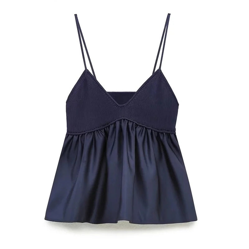 Geplooide kielblouse voor dames met V-hals