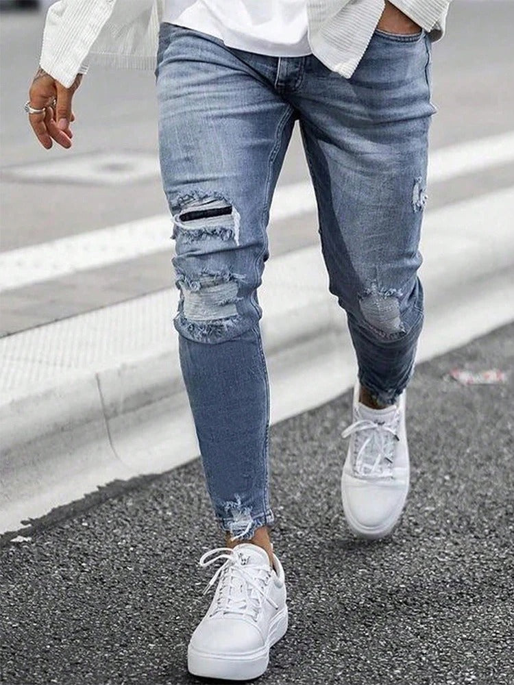 Skinny jeans met scheuren voor heren