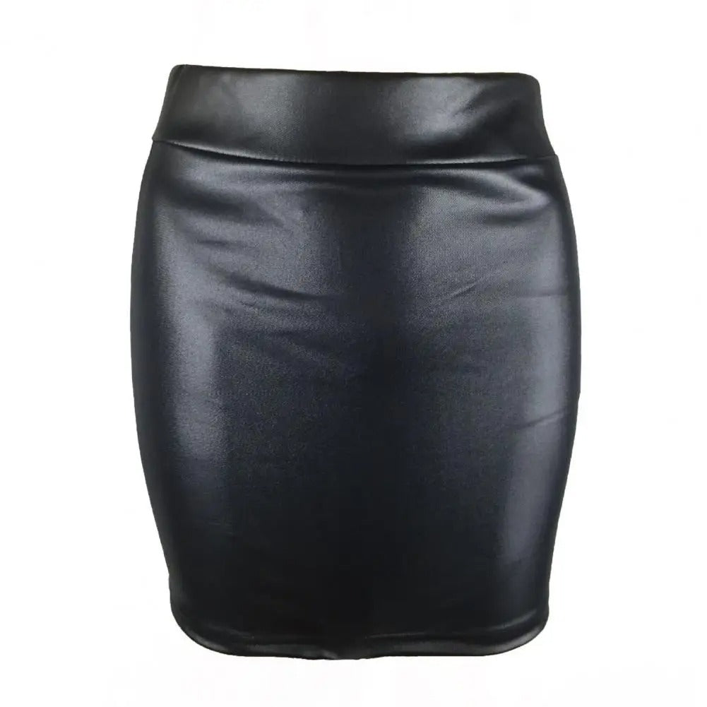 Dames leren matte hoge taille rok