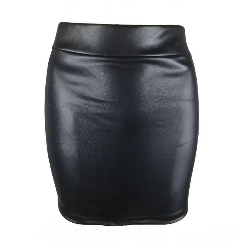 Dames leren matte hoge taille rok