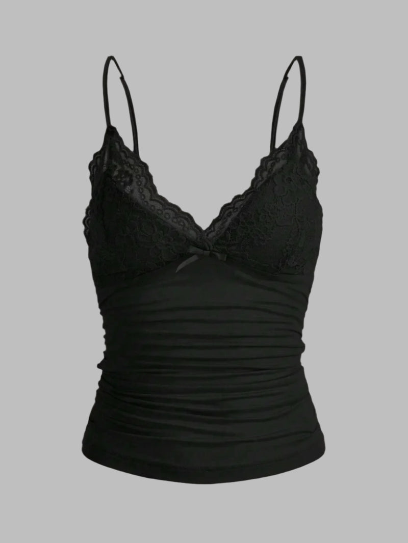 Contrasterende kanten crop top met strik aan de voorkant voor dames