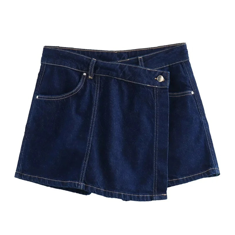 Dames Denim Rok & Korte Mouw Gecropt Shirt