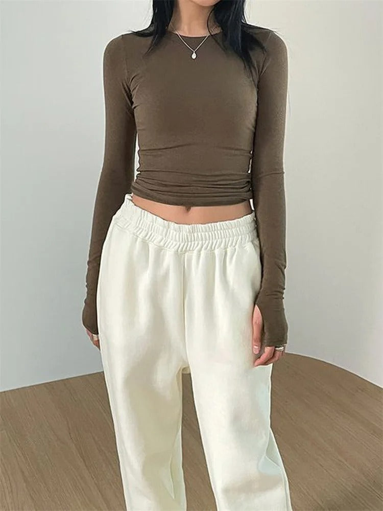 Dames Slim Fit Ronde Hals Tops