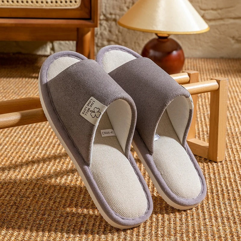 Heren linnen huisslippers