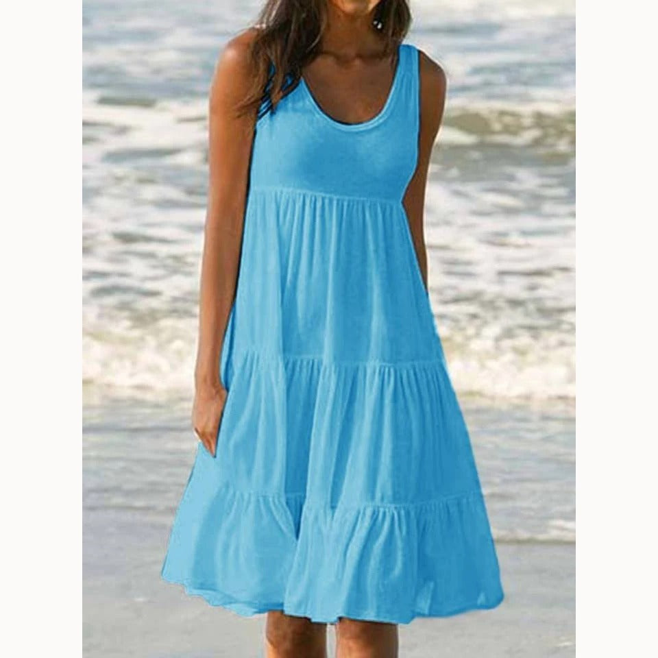 Boho mini-jurk met ruches voor dames