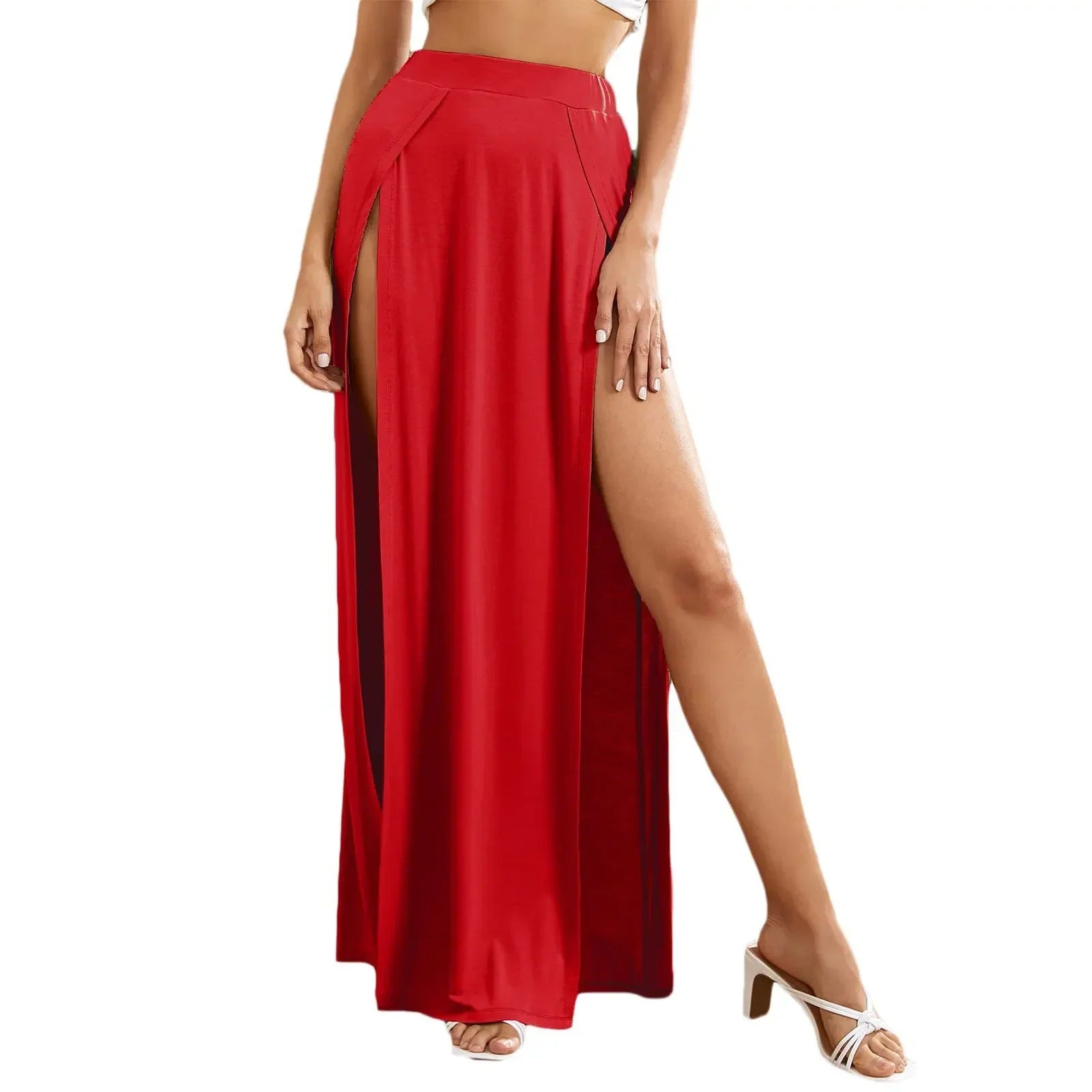 Dames hoge taille dubbele split rok