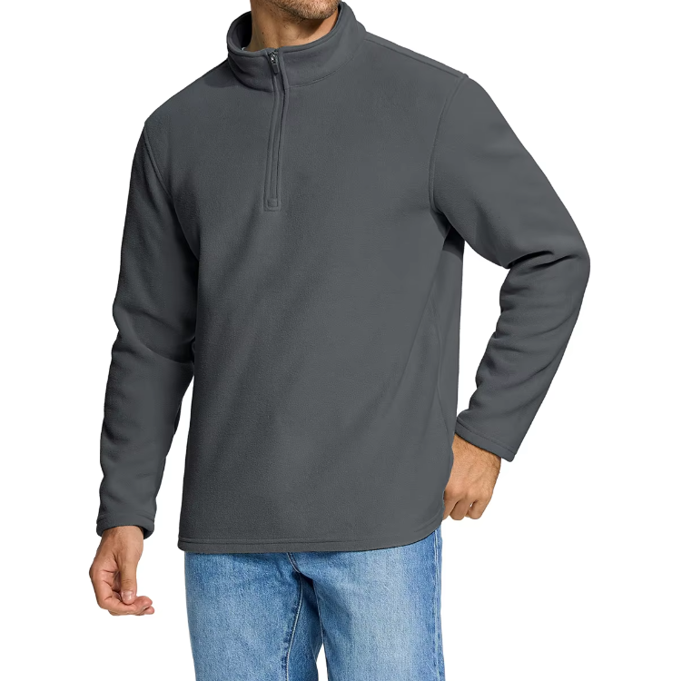 Heren fleece trui met halve rits