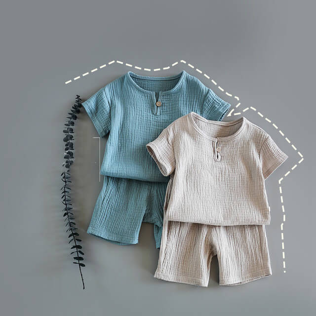 Muslinen Katoenen Shirt & Korte Broek Set