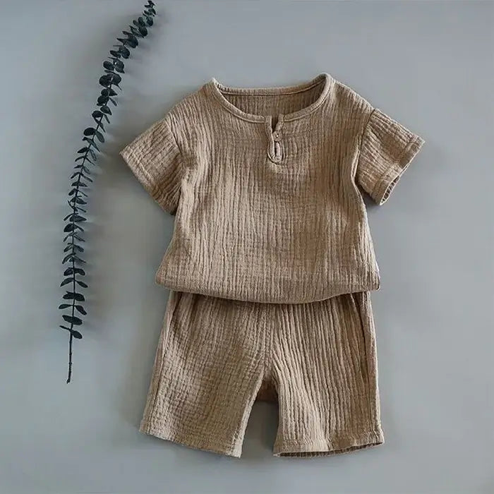 Muslinen Katoenen Shirt & Korte Broek Set