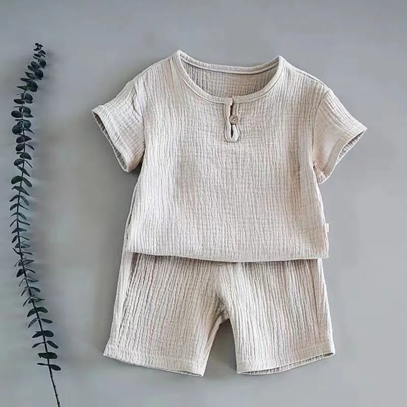 Muslinen Katoenen Shirt & Korte Broek Set