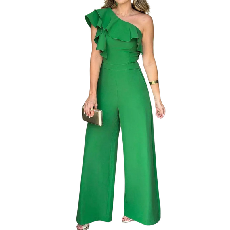 Jumpsuit met één schouder en ruches voor dames