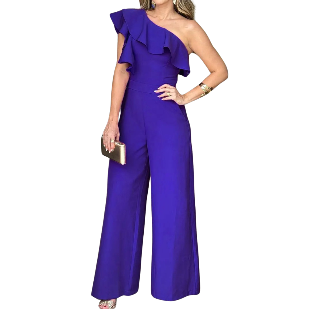 Jumpsuit met één schouder en ruches voor dames