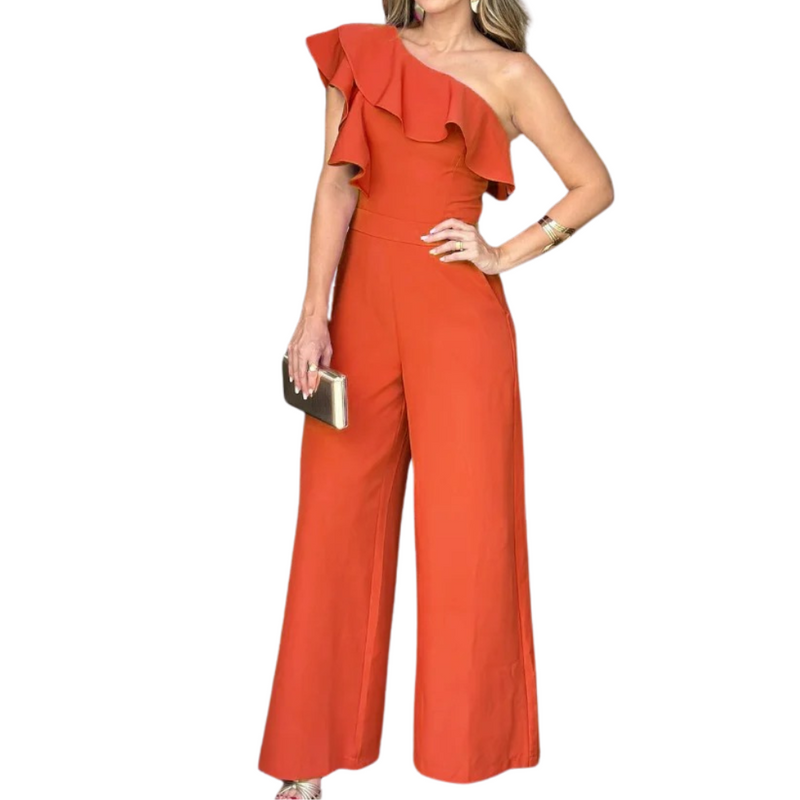 Jumpsuit met één schouder en ruches voor dames