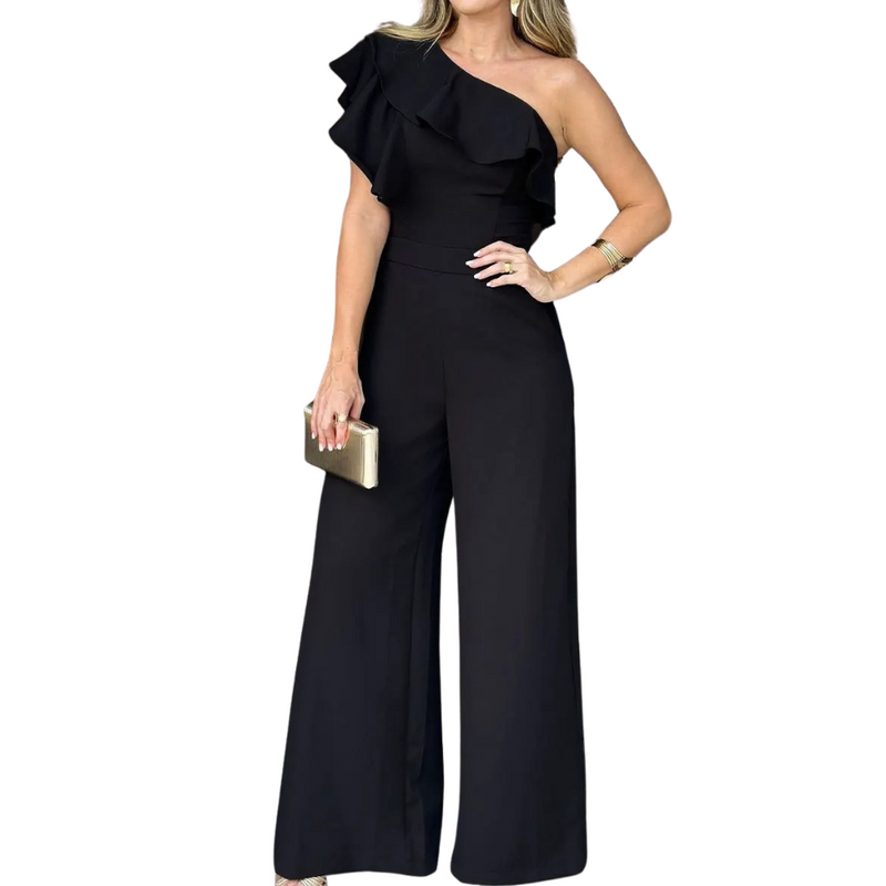 Jumpsuit met één schouder en ruches voor dames