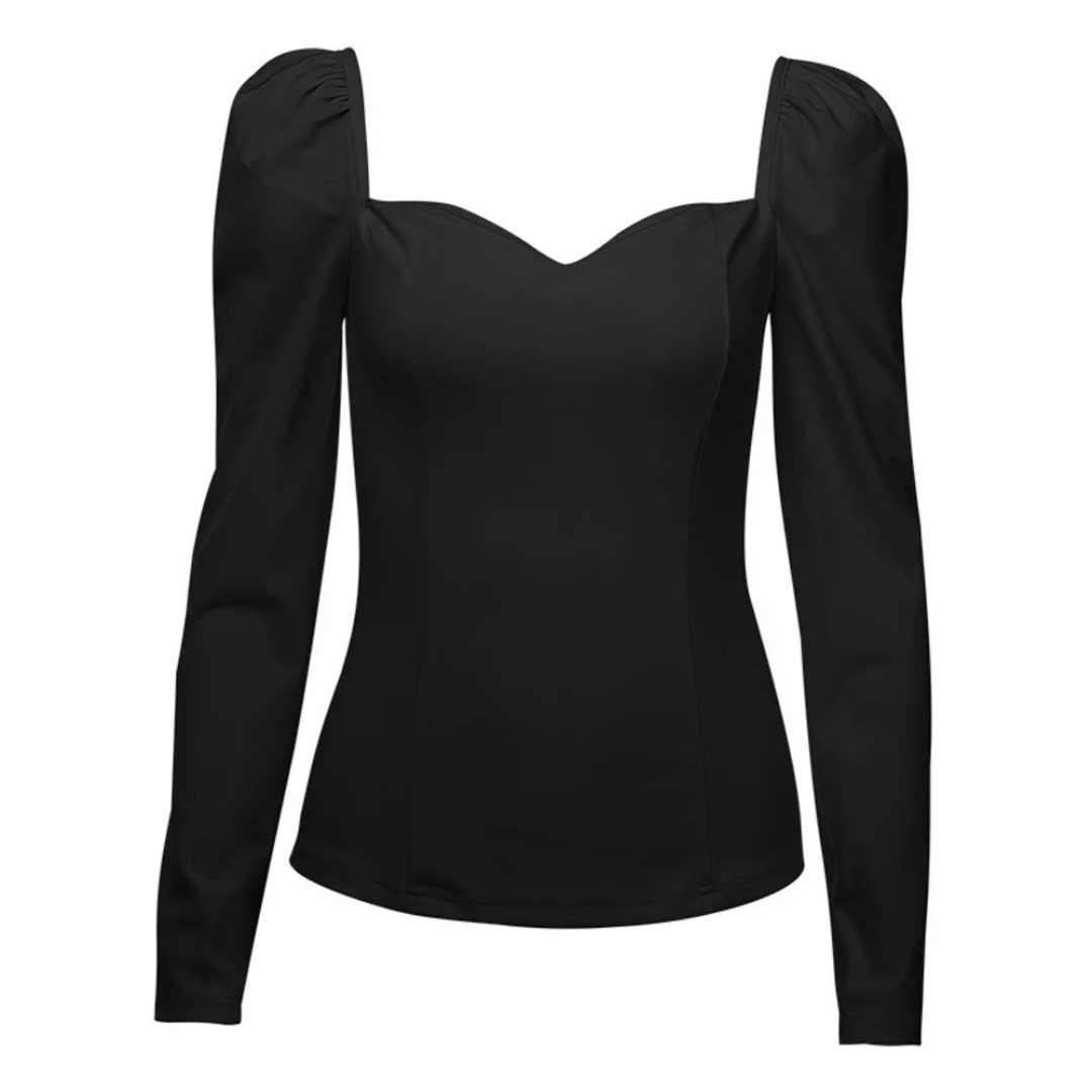 Slanke damesblouse met pofmouwen