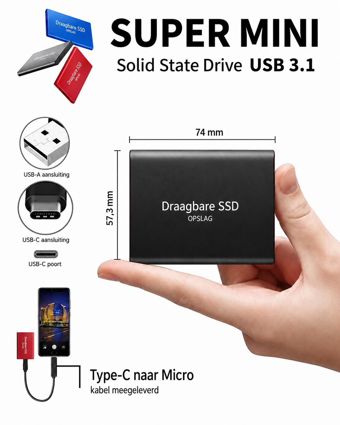 Externe SSD 128 TB Compact en Snel