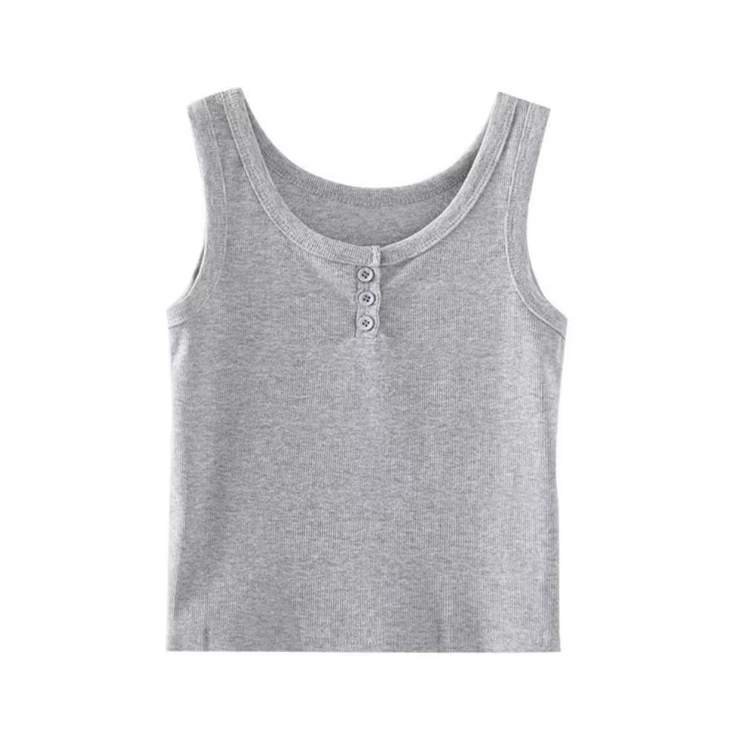 Geribbeld tanktopje met knoopjes voor dames