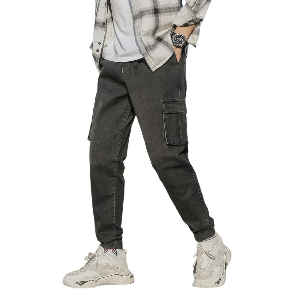 Heren Jogging Broeken Casual Denim Met Meerdere Zakken