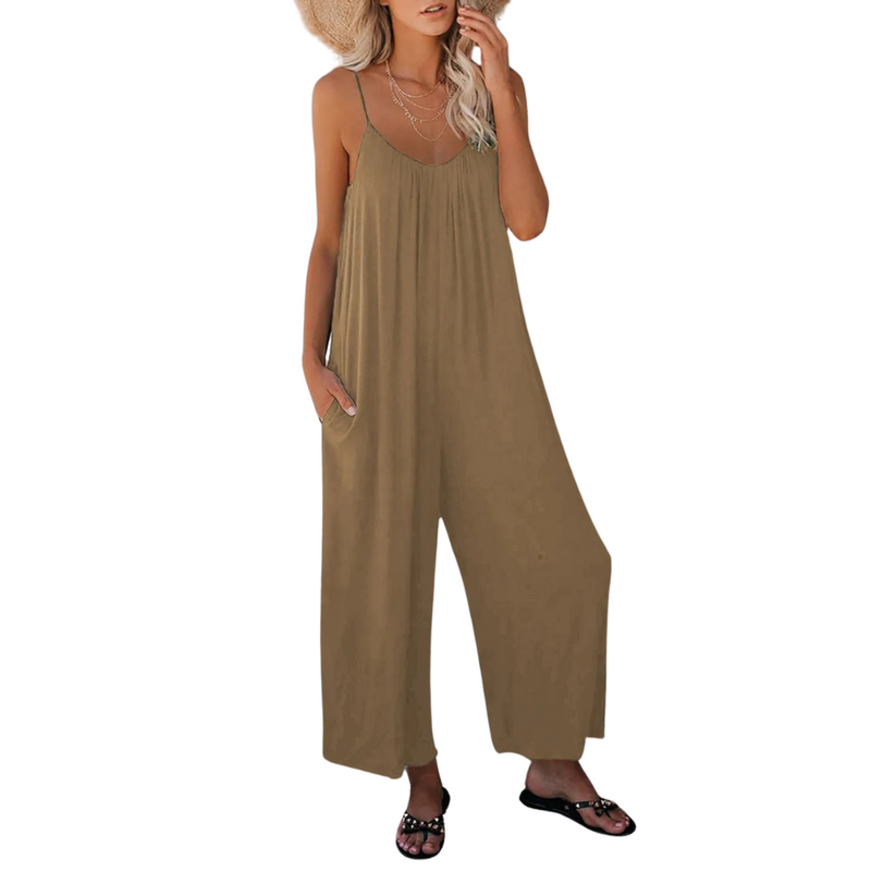 Dames Losse Pasvorm V-hals Jumpsuit