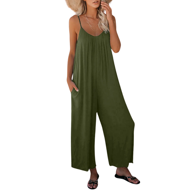 Dames Losse Pasvorm V-hals Jumpsuit