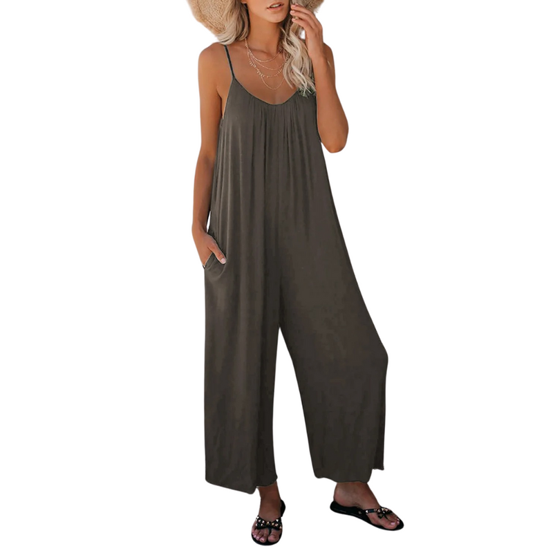 Dames Losse Pasvorm V-hals Jumpsuit