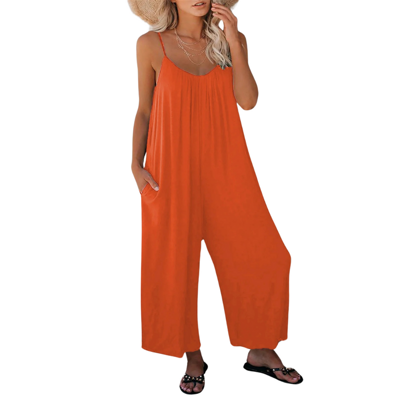 Dames Losse Pasvorm V-hals Jumpsuit