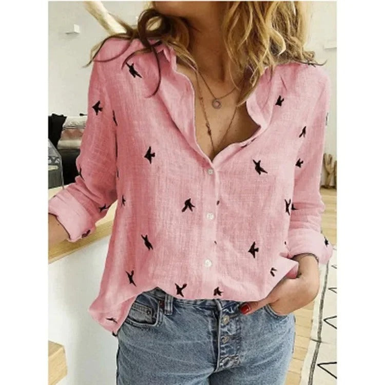 Dames Vintage Katoenen Linnen Casual T-shirts