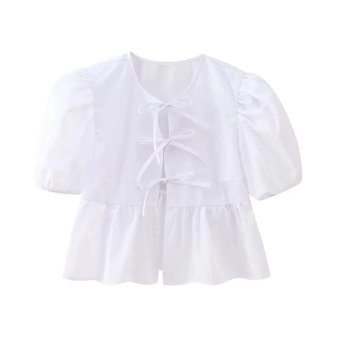 Damesblazer met gekatte mouwen en pofmouwtjes