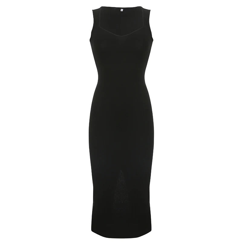 Vrouwen mouwloze gebreide Square Neck Dress