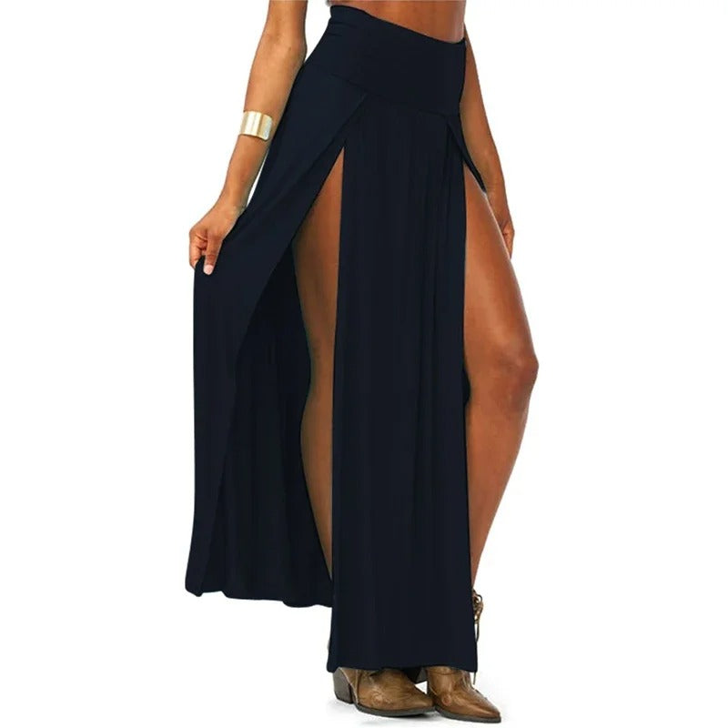 Dames hoge taille dubbele split rok