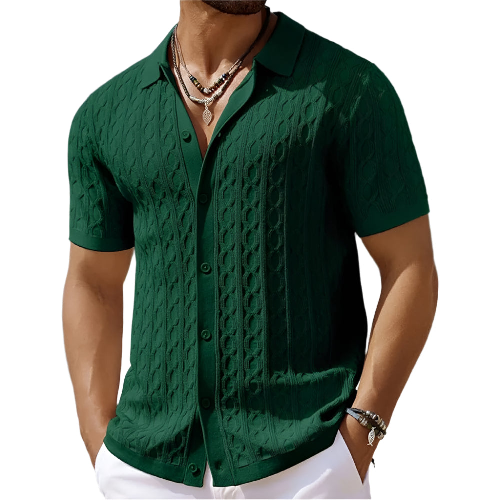 Heren Retro Jacquard Gebreide Polo
