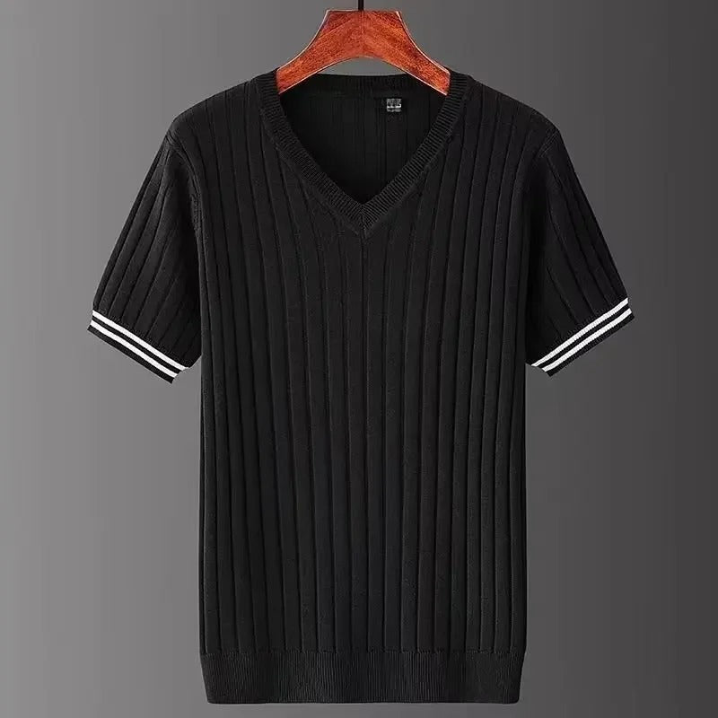 Slim Fit V-hals T-shirt voor heren