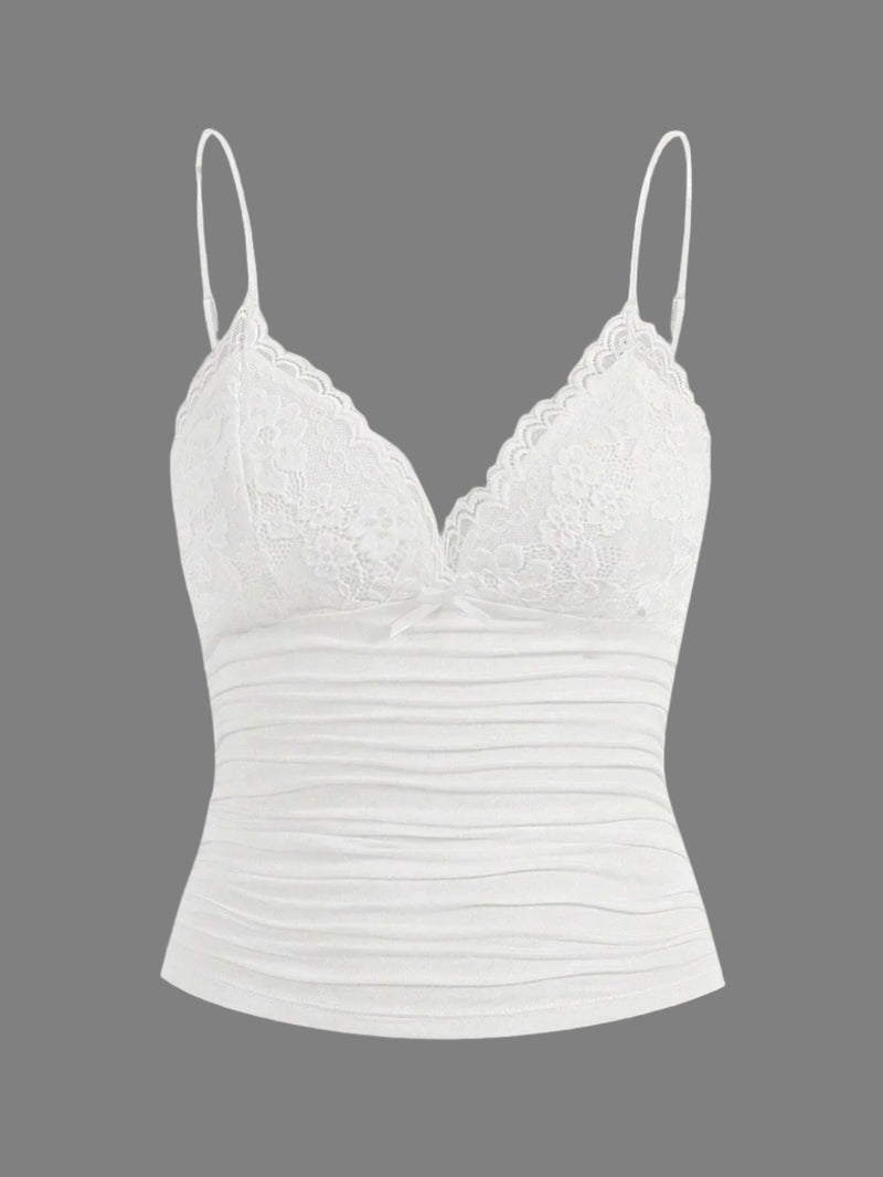 Contrasterende kanten crop top met strik aan de voorkant voor dames