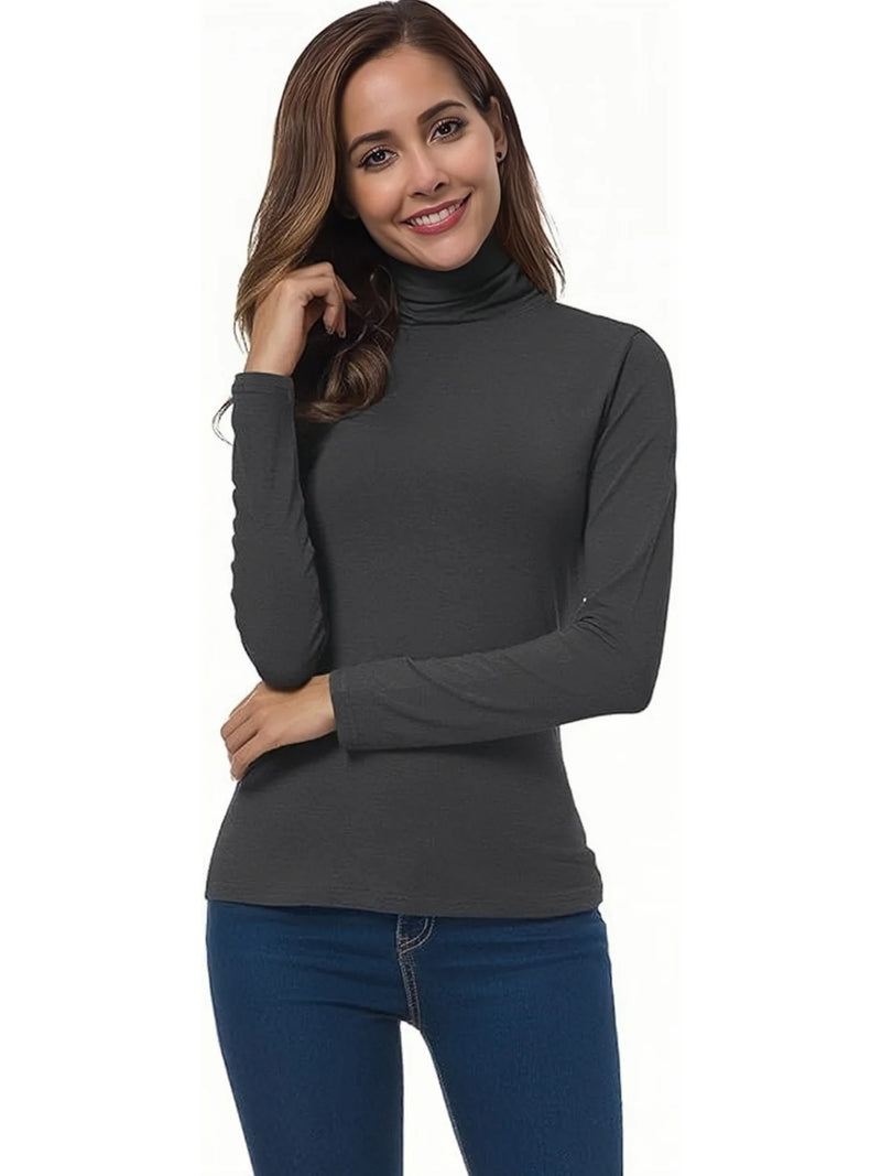 Dames Turtleneck Zacht Gebreid T-shirt